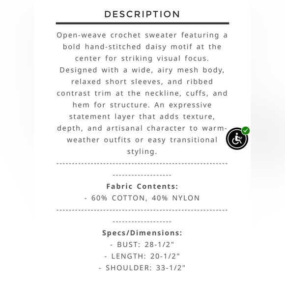 POL 🌼 Olive and Tan Cotton Blend Crochet Short Sleeve Floral Embroidered Top. - Picture 7 of 7